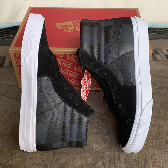 VANS SK8-Hi LEATHER/SUEDE CHECKERBOARD ASPHALT WMN - Picture 7 of 15